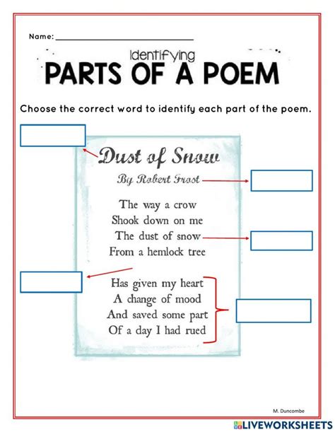 Elements Of Poetry Worksheet