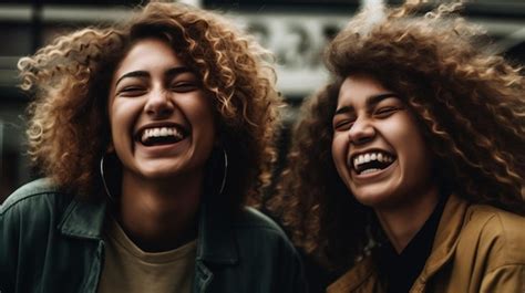 Premium Ai Image Two Women Laughing And Laughing Together One Of Them Has A Smile On Her Face
