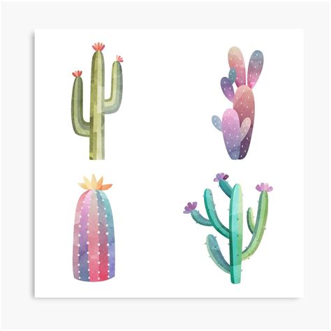 Watercolor Cactus Art Cacti Succulent Pastel Art Canvas Print By Earthlyindigo Redbubble
