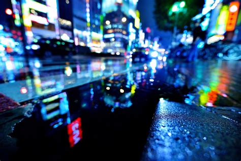 Free Download Wet Water Night The City Lights Rain Street Japan Tokyo