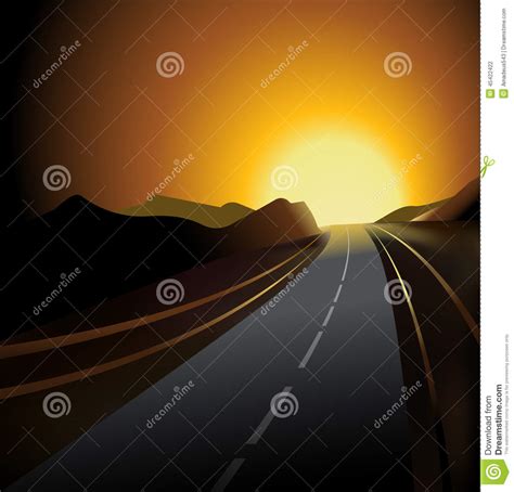 Road And Sunset Stock Vector Illustration Of Transportation 45422422