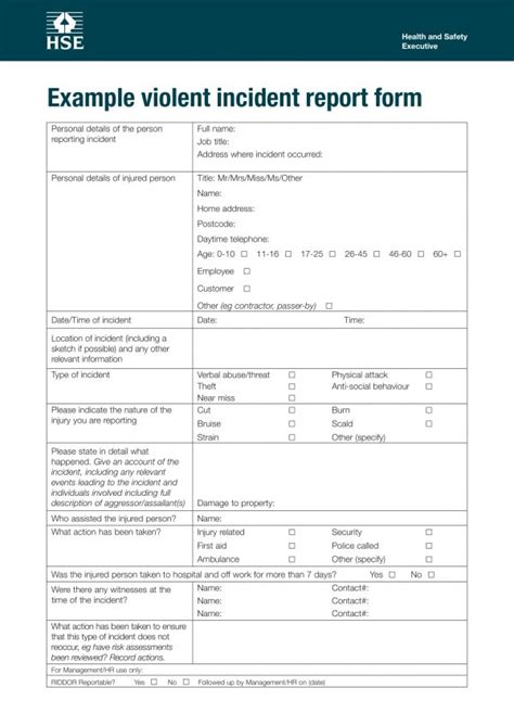 Hse Incident Report Form