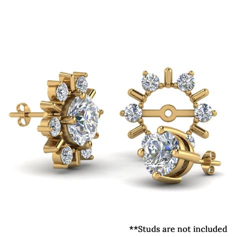 Diamond Halo Style Earring Jackets In 14k Yellow Gold Fascinating
