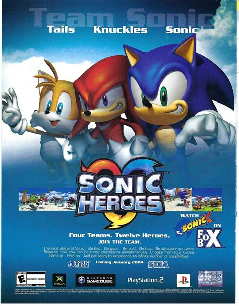 2003 Sonic Heroes Ps2 Xbox Gamecube Print Adposter Authentic Official