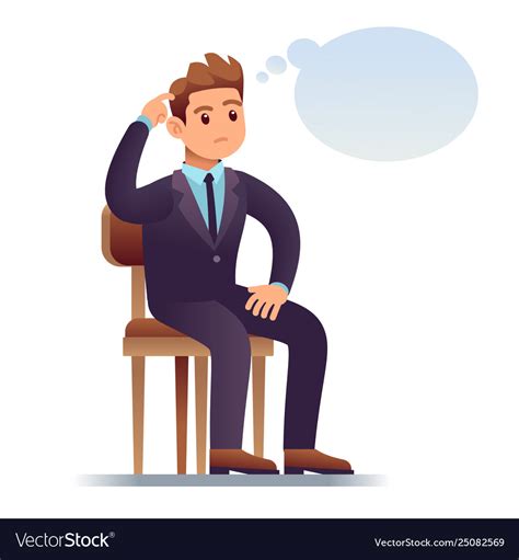 Thinking Man Scratching Businessman Sitting On Vector Image