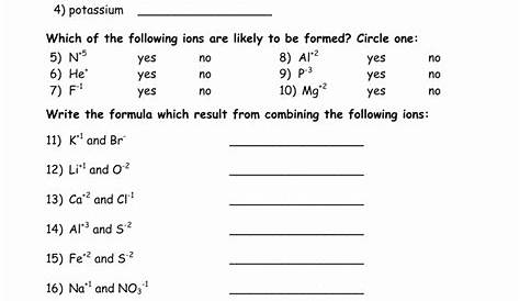 valence electrons worksheet answers pdf