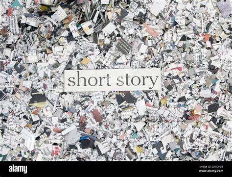 Newspaper Confetti From Above With The Word Short Story Background
