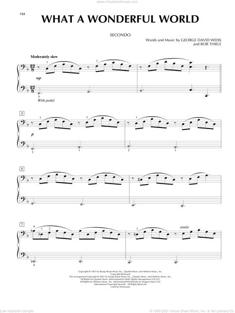 What A Wonderful World Sheet Music For Piano Four Hands Pdf