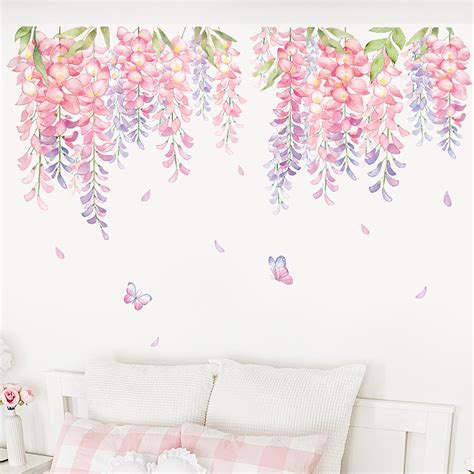 Hanging Wisteria Wall Art Floral Wall Decal Flower Wall Etsy