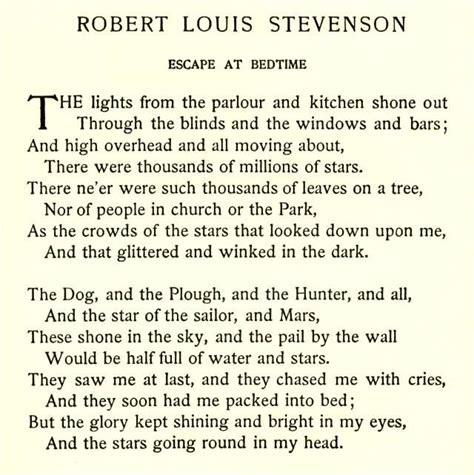 Escape At Bedtime By Robert Louis Stevenson Poetry Words Fun Poetry