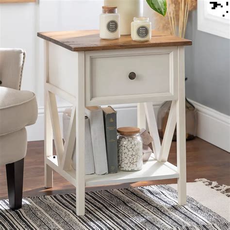 Natalee White Wash And Natural Wood Side Table Walker Edison Rc Willey