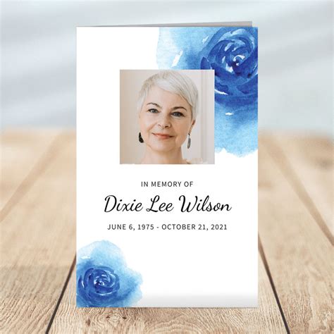 Blue Funeral Program Template