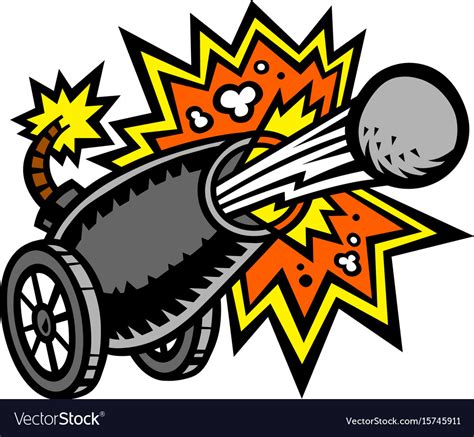 war cannon firing cannonball icon royalty free vector image