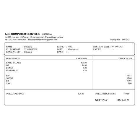 New Template Slip Gaji Payslip Auto Calculation Click Print Preview Save Full Edition