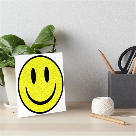Glitter Neon Yellow Smiley Face Art Board Print By Ajoymoon Redbubble