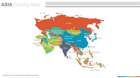 Maps Of The Asian Asia Continent Countries In Powerpoint Presentation