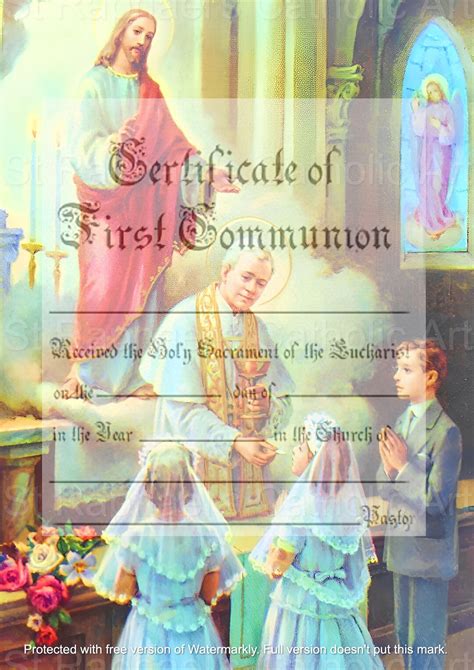 Certificado De Primera Comunión San Pío X Tradicional Católica Etsy