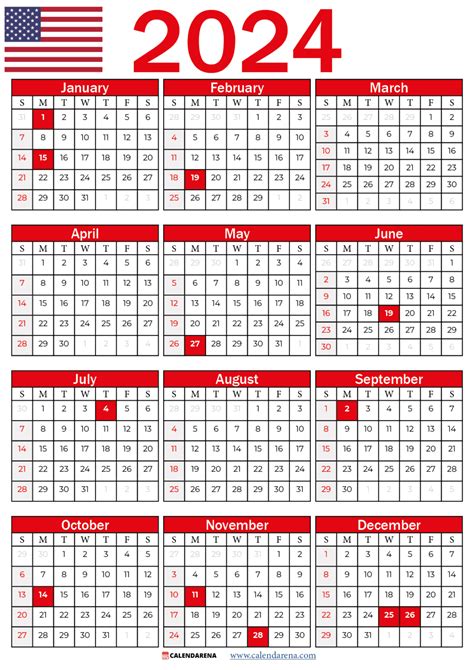 Printable Calendar 2024 With Us Holidays Free Printable Calendar 2024