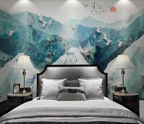 3d Chinese Abstract Mountain Water Ink Wallpaper Mural Painting Wall
