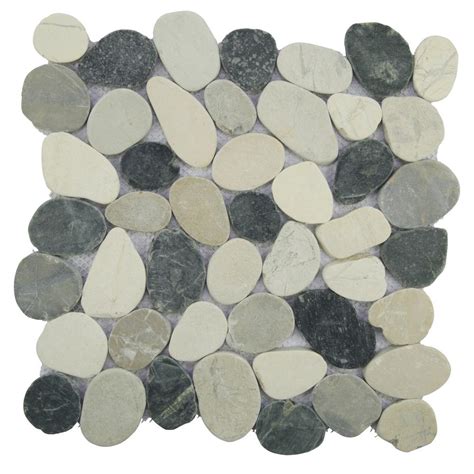 Cruz Bay Sliced Pebble Tile Greyblackwhite 115 In X 115 In X 9