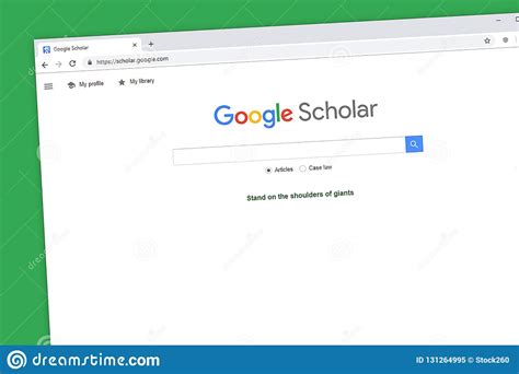 Google scholar search listings reveal citation information about the articles that are found in its search engine results pages. Google Scholar Website Homepage. Editorial Image - Image ...