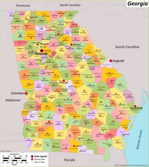 Georgia Towns And Cities Map