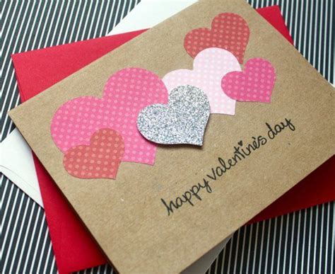 Heart Valentine Card Set Heart Valentine Handmade Valentines