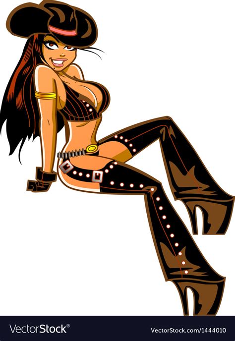 Sexy Brunette Cowgirl Royalty Free Vector Image
