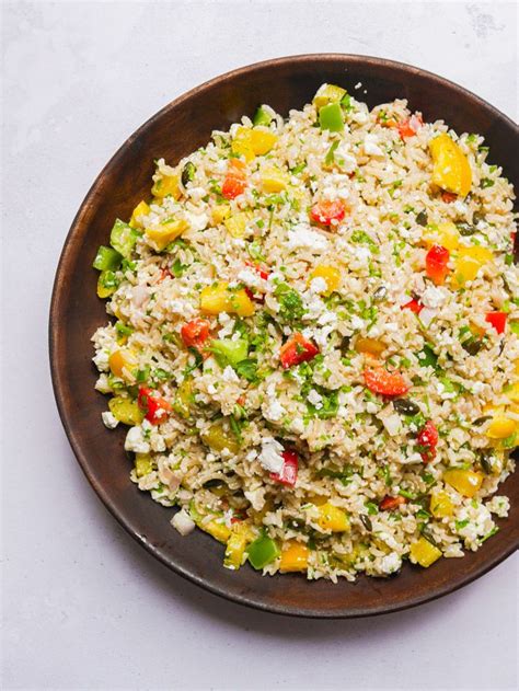 Easy Bell Pepper And Brown Rice Salad With Feta Recipe Stuffed