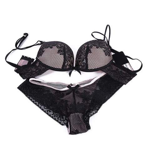 6 colors sexy black lace bra set push up bra and panty embroidery lingerie set underwear