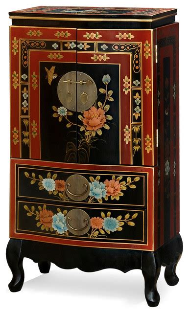 Hand Painted Tibetan Design Jewelry Armoire Asian Jewelry Armoires
