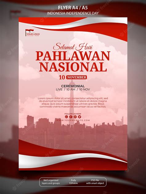 Premium Psd Hari Pahlawan Indonesia Independence Day Poster A4