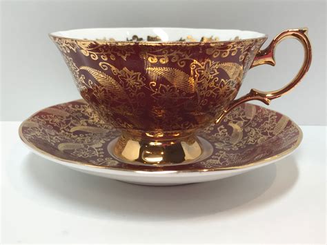 Golden Lace Teacup and Saucer, Elizabethan Tea Cup, Antique Teacups ...