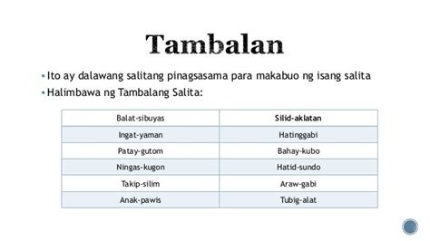 Halimbawa Ng Tambalang Salita At Ang Kahulugan Kulturaupice