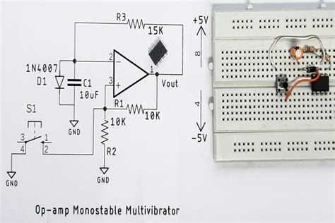 Monostable Multivibrator Circuit Using Op Amp