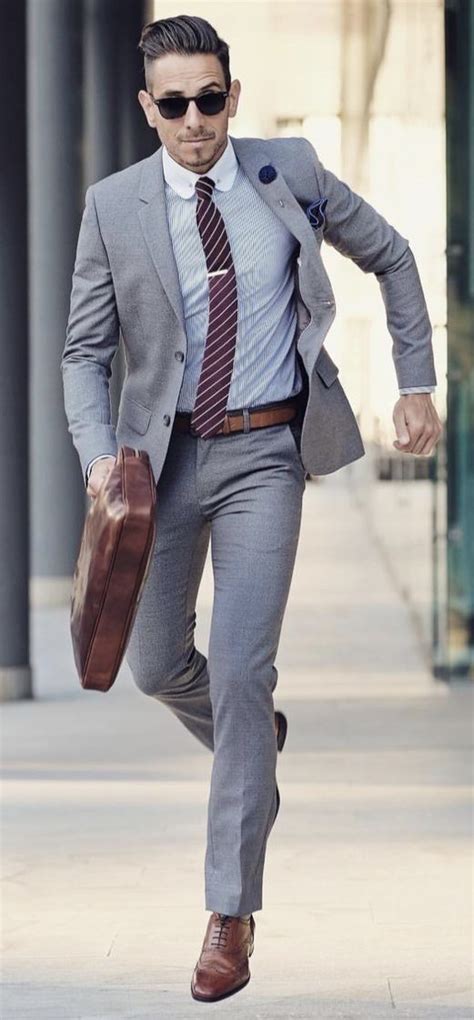 Whatmyboyfriendwore With A Gray Suit Brown Leather Belt Gray Club