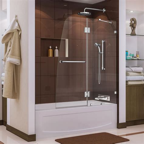 There are several door designs to choose from, including double sliding, single sliding, single glass pivot, and partial enclosures. DreamLine Aqua Lux 48 in. x 58 in. Semi-Framed Pivot Tub ...
