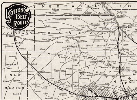 1914 Antique Cotton Belt Route Railway Map St Louis Etsy Horse Art