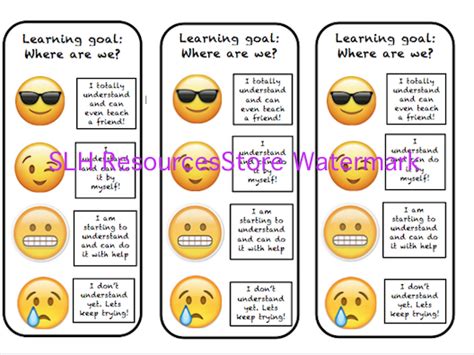 Self Assessment Emoji Bookmarks Teaching Resources