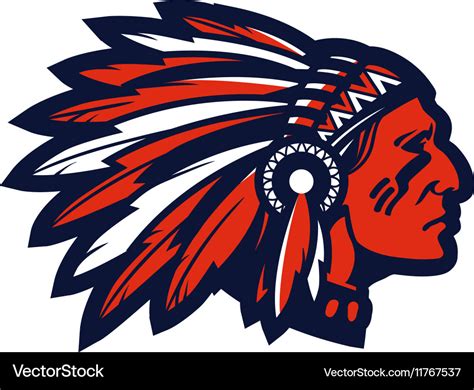 American Native Chief Head Mascot Logo Royalty Free Vector
