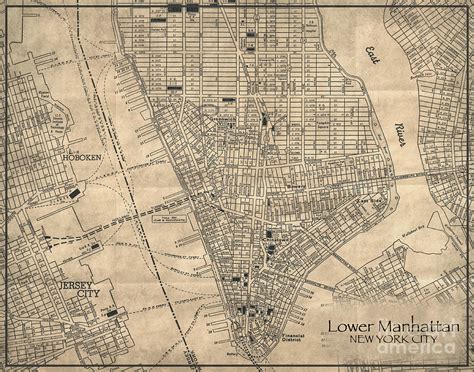 Geological survey 2001, printed 2002. Manhattan New York Antique Vintage City Map Photograph by ...