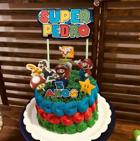 Bolo Do Super Mario → Simples Camadas Decorado