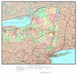 Large detailed administrative map of New York state with roads ...