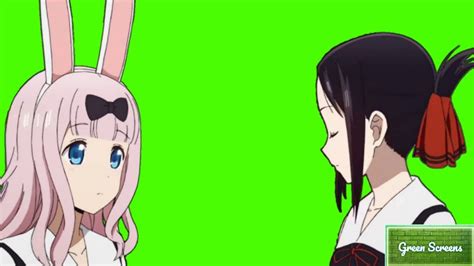 Chika Fujiwara And Kaguya Greenscreen Anime Green Screen Effects Green Background Green