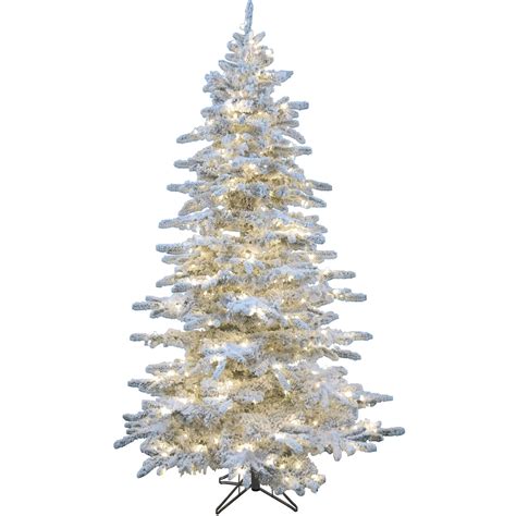 Christmas Time 65 Ft Silverado Pine White Flocked Slim Artificial
