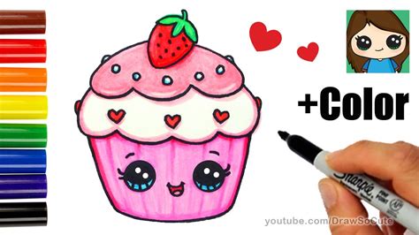 How To Draw Color A Cupcake Easy Valentines Sweet Sweet Drawings