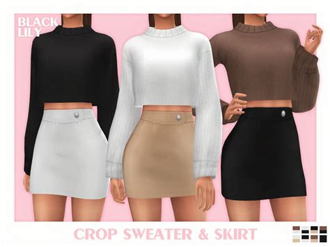 Sims 4 Crop Sweater And Skirt By Black Lily At Tsr The Sims Book