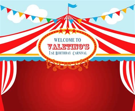 Custom Circus First Birthday Carnival Flag Backgrounds High Quality