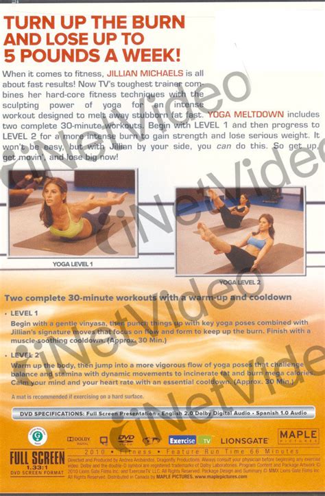 Jillian Michaels Yoga Meltdown Levels 1 And 2 Workouts On Dvd Movie