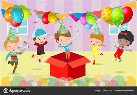 Vector Illustration Happy Birthday Party Kids Party Birthday